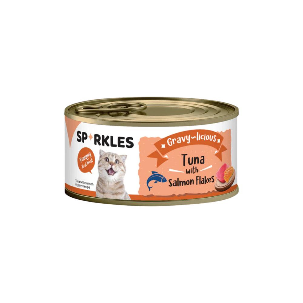 1544b542-49d2-4916-8e88-44b38cfacc57-1000x1000-IRSrdrmSeMfN97dm0MpJKiGSu6BSr9brJ7Evs2AM Sparkles | Wet cat food with tuna and salmon in gravy - Image 1