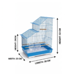 مخطط أبعاد قفص طيور دايانغ A3514 الأزرق (38×25×53 سم) / Dayang A3514 Bird Cage Blue Technical Sizing Diagram (38x25x53 cm)