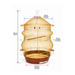 مخطط أبعاد قفص طيور دايانغ A500 ذهبي (40×37×63 سم) / Dayang A500 Gold Bird Cage Dimensions Diagram (40x37x63 cm)