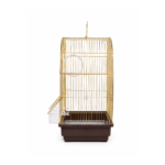 المظهر الجانبي لقفص دايانغ A100G يوضح عمق القاعدة والمآكل / Dayang A100G Gold Bird Cage Side Profile and Feeder Placement