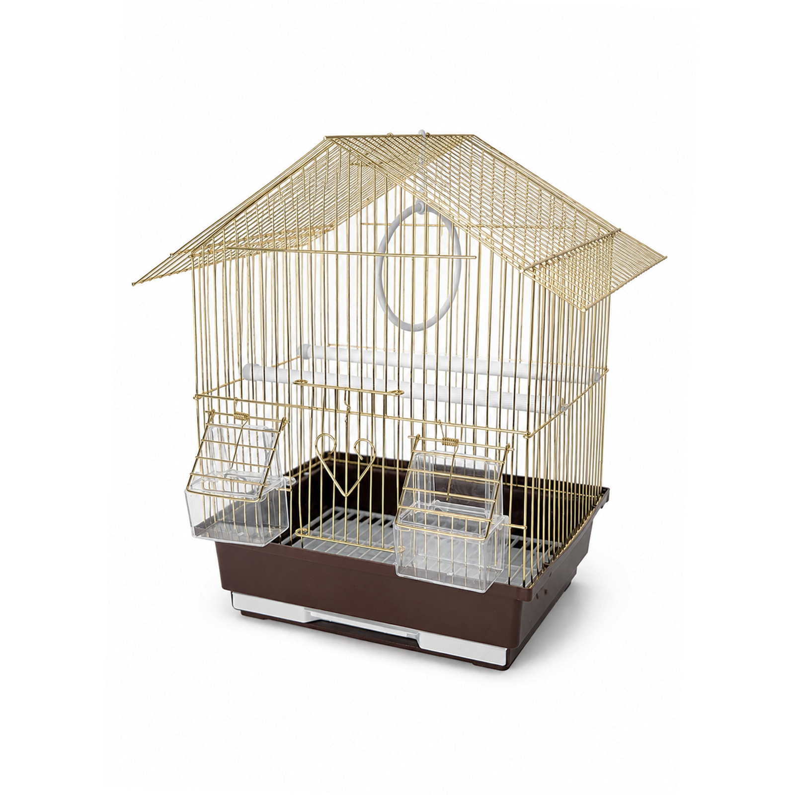 Dayang-A101G-Bird-Cage Dayang A101G compact bird cage 30x22x38 cm with gold wire and brown pull-out tray
