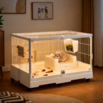 Dayang R100Pro Smart LED Rabbit Cage set up in a home living room